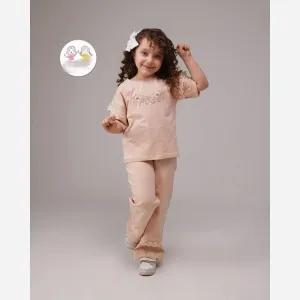 خرید اینترنتی قیمت ست تیشرت و شلوار دخترانه جنس تیپ لاکرا اعلا سایز 35 تا 50
