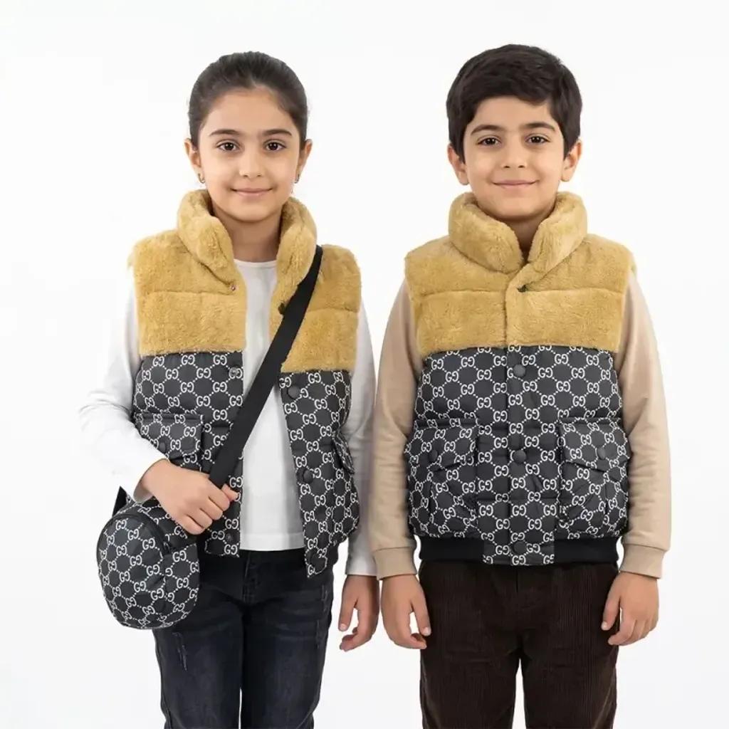 خرید اینترنتی قیمت پافر بچه گانه بالا خز مشکی باکیف