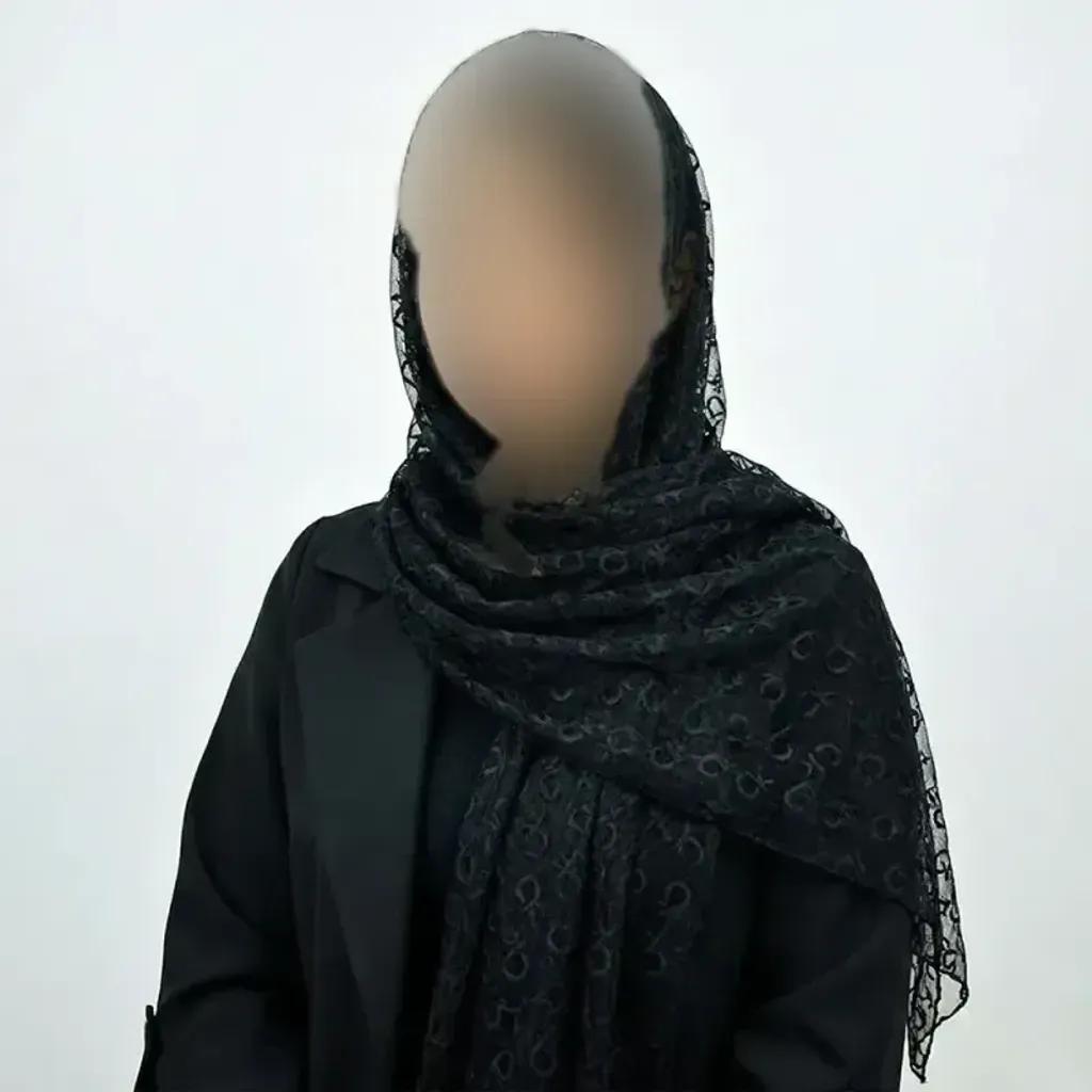 خرید اینترنتی قیمت شال گیپور زنانه مشکی کد 10369 ابعاد 67 در 198 سانتیمتر