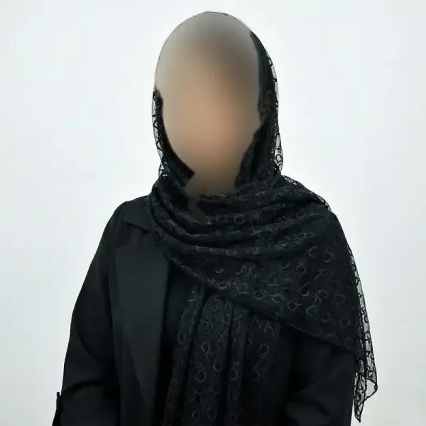 شال گیپور زنانه مشکی کد 10369 ابعاد 67 در 198 سانتیمتر