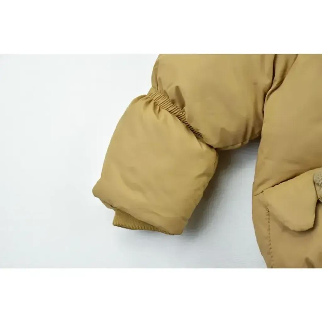 خرید اینترنتی قیمت کاپشن پفکی دخترانه گل دار نسکافه ای