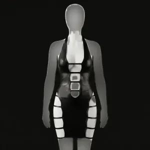 لباس خواب زنانه طرح چرم جذب مشکی فری سایز
