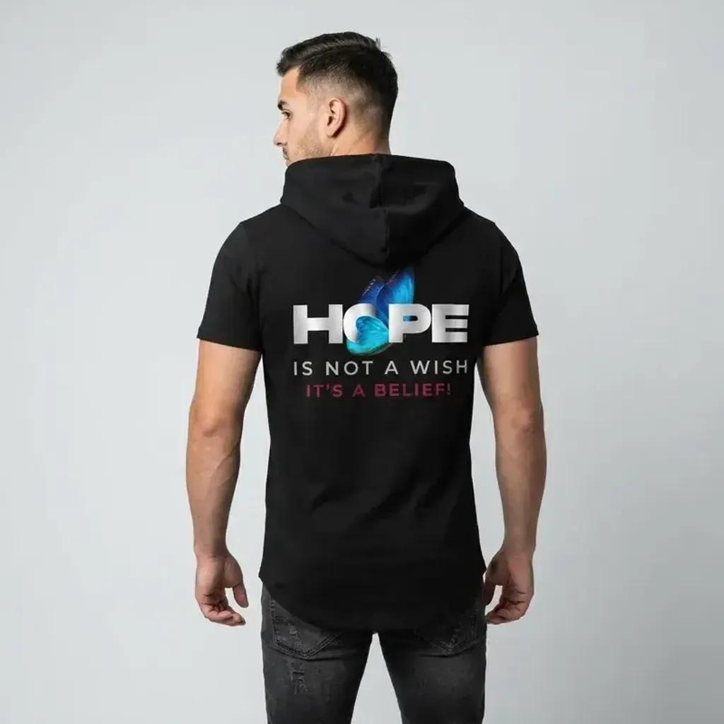 خرید اینترنتی قیمت تی شرت مردانه آستین کوتاه الیاف نخی کلاهدار مدل HOPE