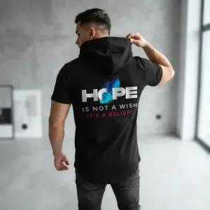 خرید اینترنتی قیمت تی شرت مردانه آستین کوتاه الیاف نخی کلاهدار مدل HOPE