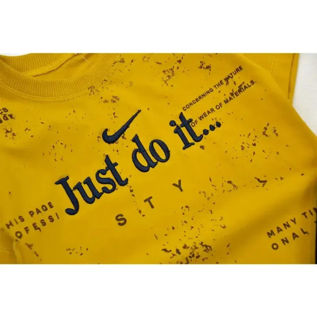 خرید اینترنتی قیمت ست تیشرت و شلوارک پسرانه طرح JUST DO IT جنس پنبه ای