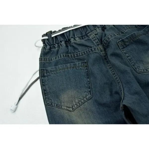 شلوار جین پسرانه آبی مام فیت سایز 7 تا 12 سال مناسب مجالس و استفاده روزمره