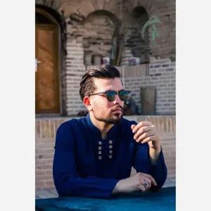 خرید اینترنتی قیمت پیراهن مردانه الیاف طبیعی مدل هشت دکمه رنگ سرمه ای