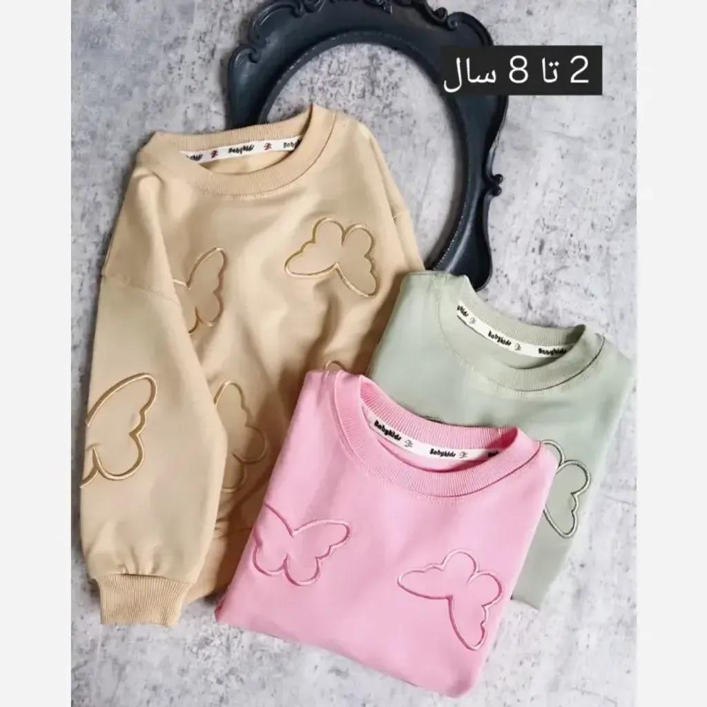 خرید اینترنتی قیمت بلوز دورس دخترانه طرح پروانه گلدوزی شده سایز 40 تا 50