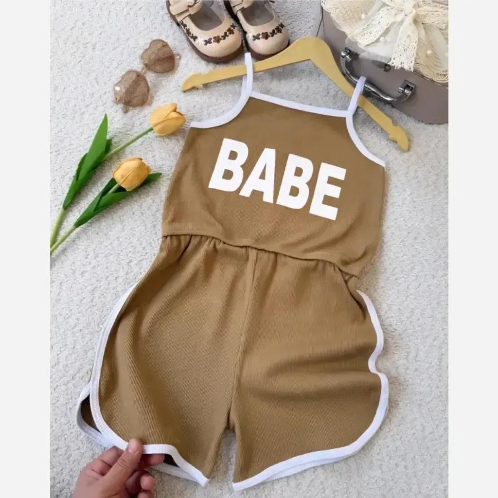 خرید اینترنتی قیمت رمپر دخترانه پنبه کبریتی مدل BABE در 4 رنگ سایز 2 تا 9 سال