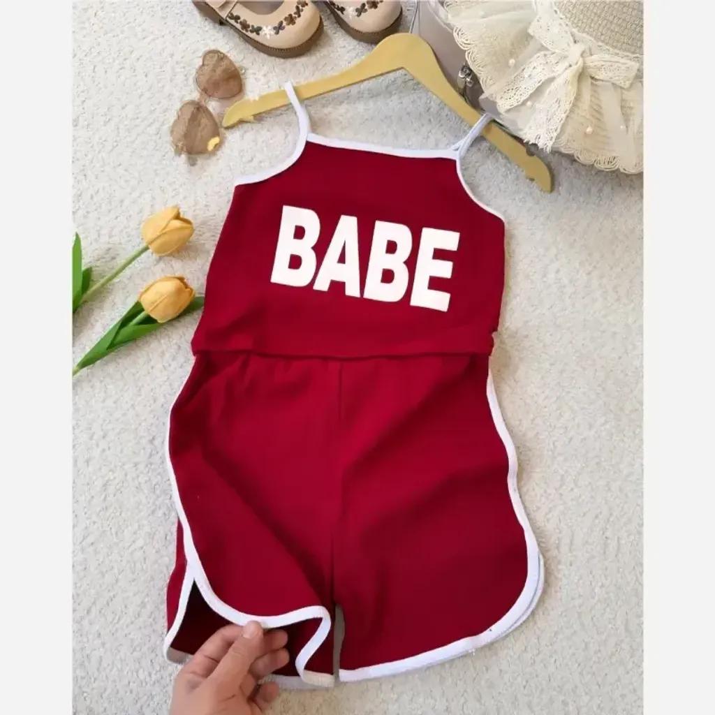 خرید اینترنتی قیمت رمپر دخترانه پنبه کبریتی مدل BABE در 4 رنگ سایز 2 تا 9 سال