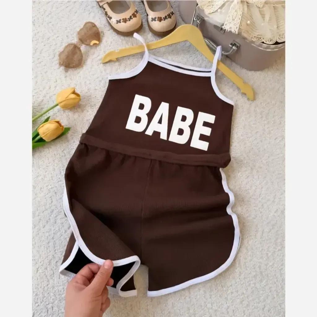 خرید اینترنتی قیمت رمپر دخترانه پنبه کبریتی مدل BABE در 4 رنگ سایز 2 تا 9 سال