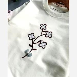خرید اینترنتی قیمت بلوز دورس دخترانه گلدوزی شده طرح چهارگل مناسب 2 تا 9 سال