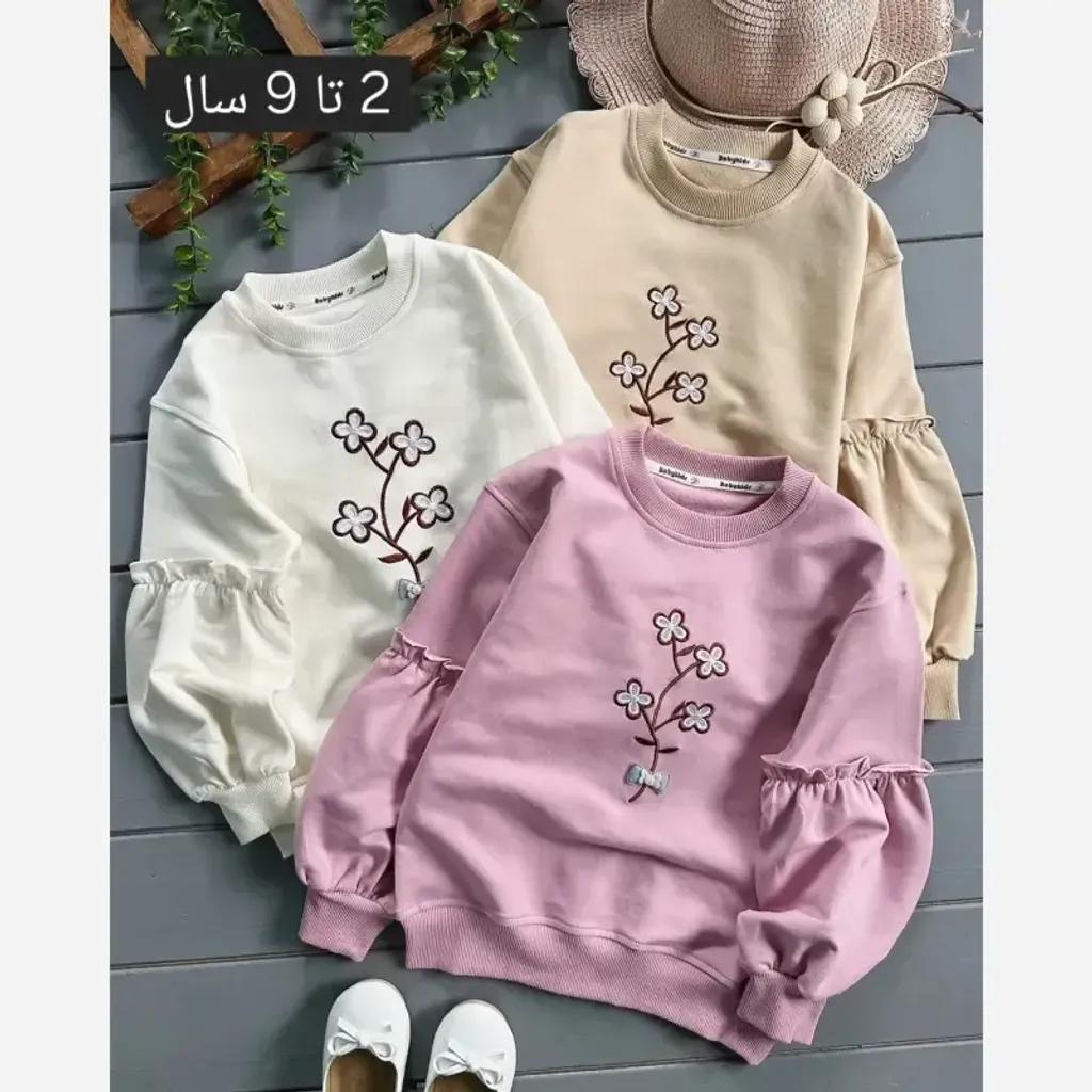 خرید اینترنتی قیمت بلوز دورس دخترانه گلدوزی شده طرح چهارگل مناسب 2 تا 9 سال