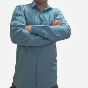 خرید اینترنتی قیمت پیراهن مردانه و زنانه تترون قزاع کرهای رنگ زیتونی آستین بلند