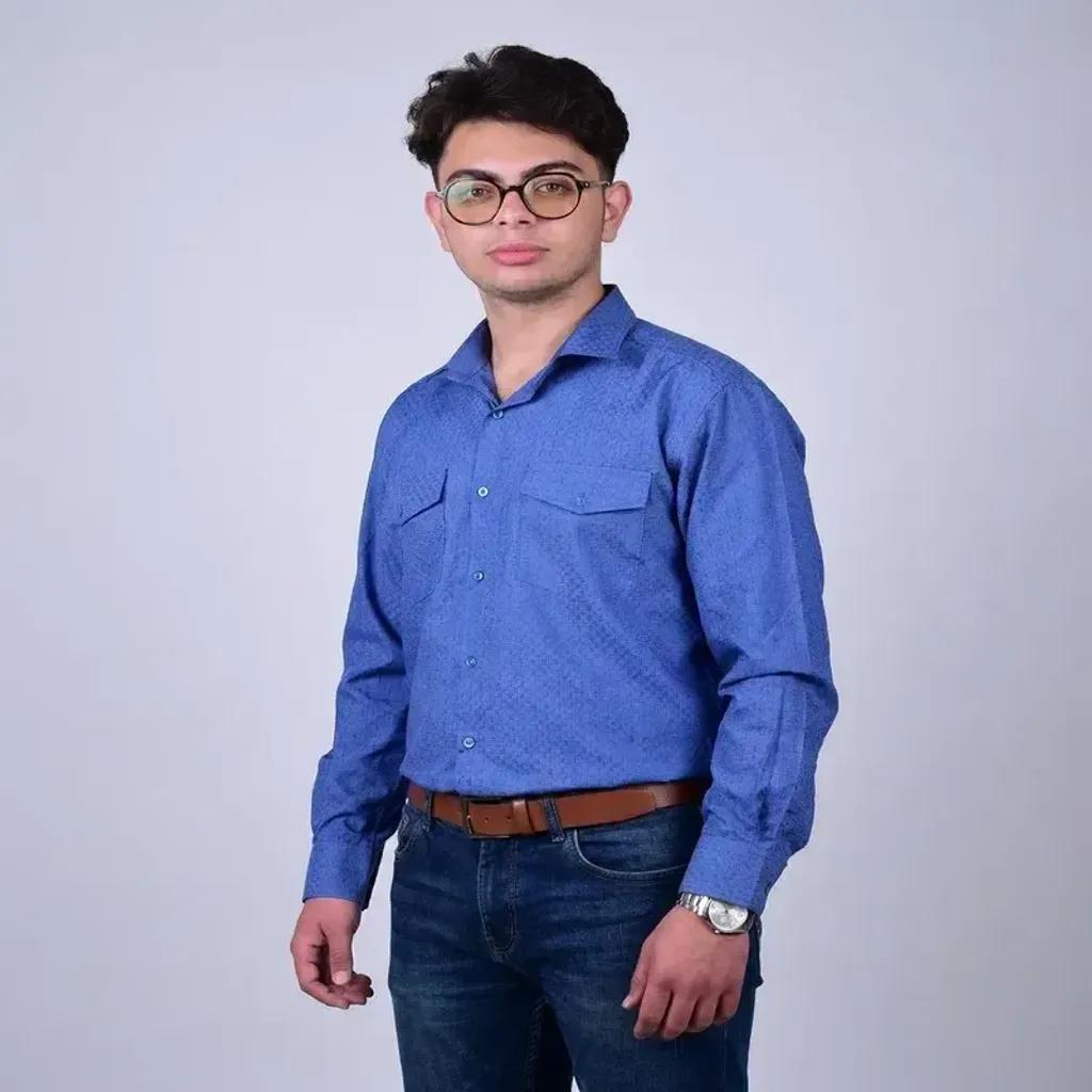خرید اینترنتی قیمت پیراهن مردانه آستین بلند تترون دو جیب مدل بافت خاویاری چهارخانه رگولار فیت