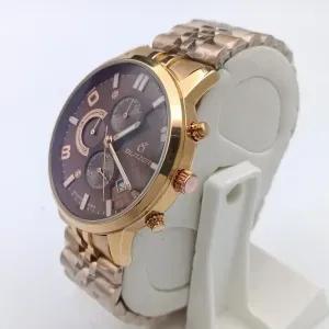 خرید اینترنتی قیمت ساعت مچی مردانه بلیزر مدل 3200 رزگلد صفحه قهوه ای تقویم دار کرنوگراف فعال