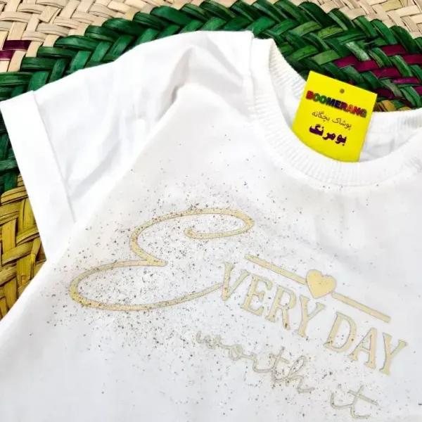 ست تیشرت و شلوارک دخترانه طرح Every day جنس پنبه و کتان 1 تا 6 سال
