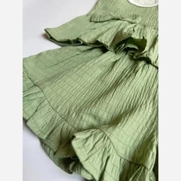 ست دو تکه تابستانه دخترانه تاپ و شلوارک جنس اطلس سایز 1 تا 7 سال
