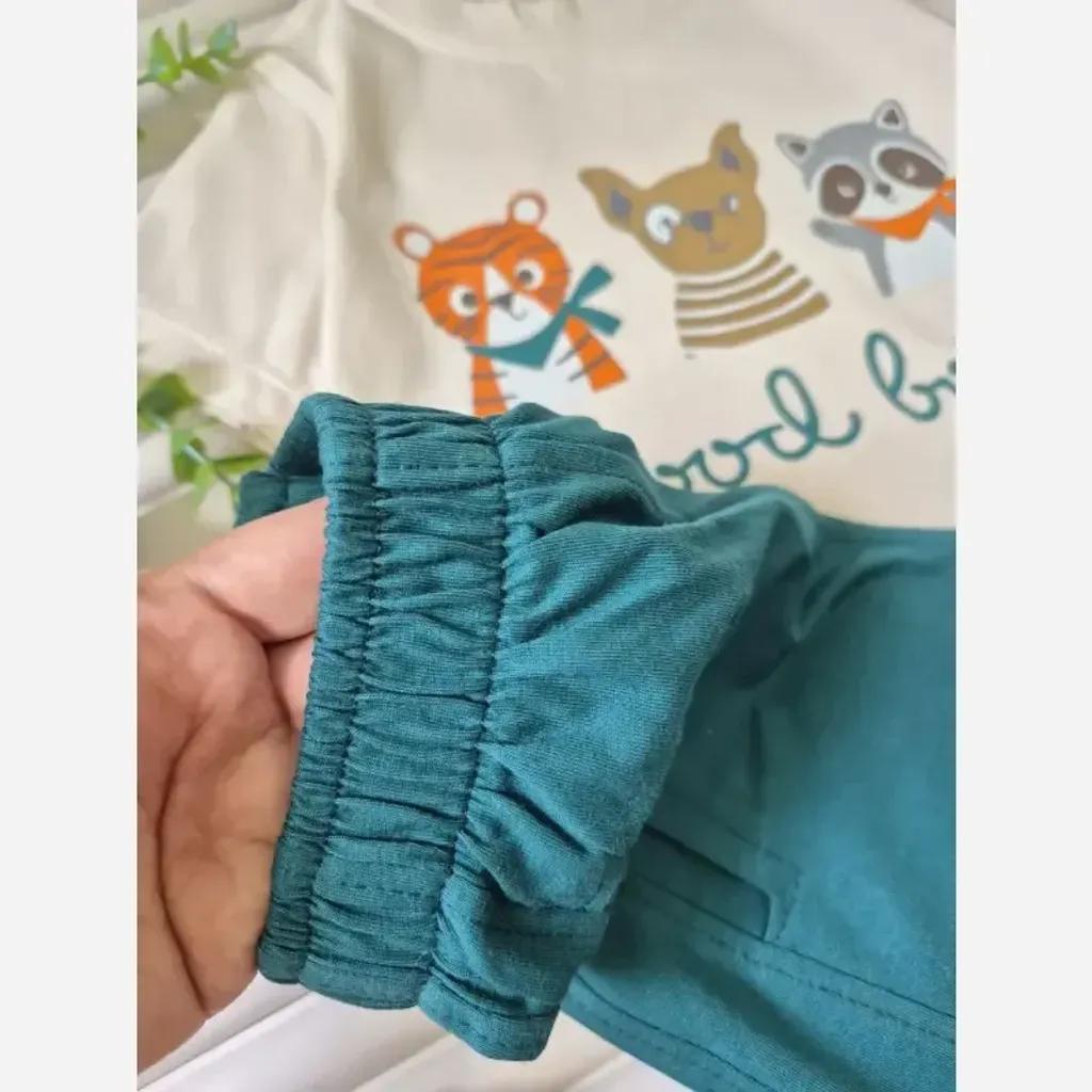 خرید اینترنتی قیمت ست تیشرت و شلوارک راحتی بچگانه پسرانه طرح حیوانات جنس نخ پنبه اعلا سایز 2 تا 7 سال