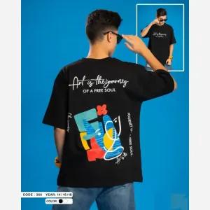 خرید اینترنتی قیمت تیشرت نوجوان طرح ART مدل باکسی و لش سایز بزرگ