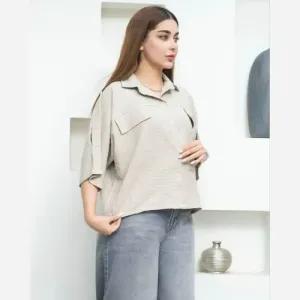 خرید اینترنتی قیمت شومیز باکسی زنانه و نوجوان آستین سه ربع جنس صوفیا آبشاری