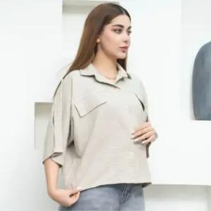 خرید اینترنتی قیمت شومیز باکسی زنانه و نوجوان آستین سه ربع جنس صوفیا آبشاری