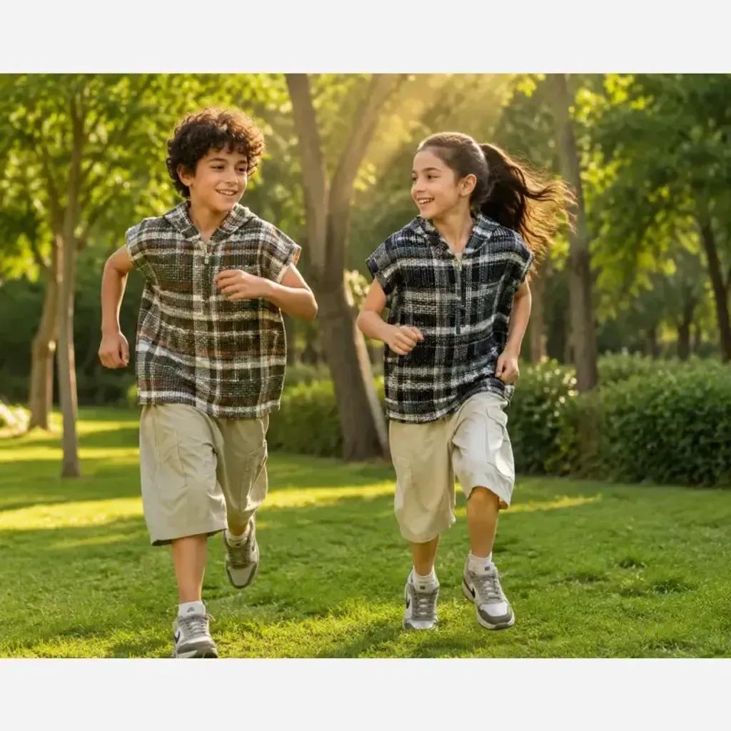 خرید اینترنتی قیمت وست کلاهدار بچگانه و زنانه کنفی ترک تابستانه خنک سایز 3 تا 14 سال