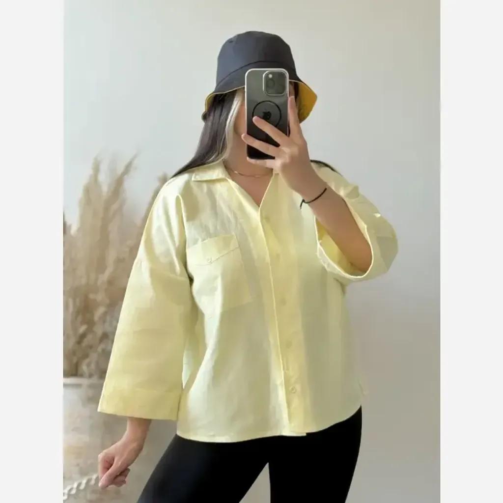 خرید اینترنتی قیمت شومیز باکسی لینن وارداتی درجه یک زنانه و نوجوان فری سایز