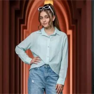 خرید اینترنتی قیمت شومیز تابستانه گره ای دخترانه پری سایز 7 تا 16 سال
