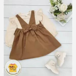 خرید اینترنتی قیمت ست بلوز و سارافون کتان دخترانه وارداتی مناسب 4 تا 11 سال