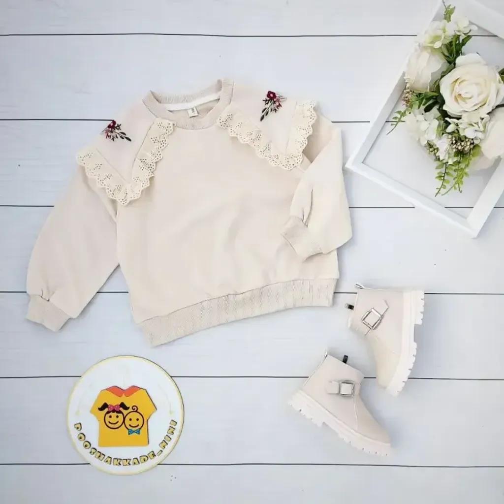 خرید اینترنتی قیمت بلوز دورس مجلسی دخترانه طرح خامه دوزی و گلدوزی شده مناسب 4 تا 12 سال