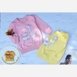 خرید اینترنتی قیمت بلوز بچگانه طرح زرافه جنس نخ پنبه وارداتی مناسب 6 ماه تا 3 سال
