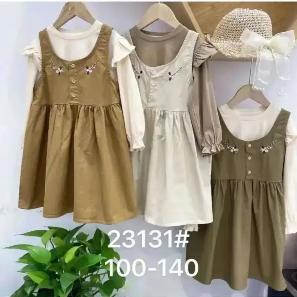 خرید اینترنتی قیمت ست سارافون کتان و شومیز دخترانه وارداتی مناسب 4 تا 11 سال