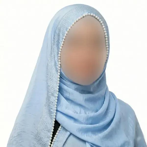 شال مرواریدی زنانه جنس ساتن گلکسی ابعاد 182 در 73 سانتیمتر