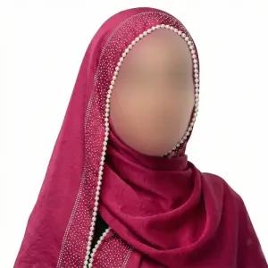 شال مرواریدی زنانه جنس ساتن گلکسی ابعاد 182 در 73 سانتیمتر