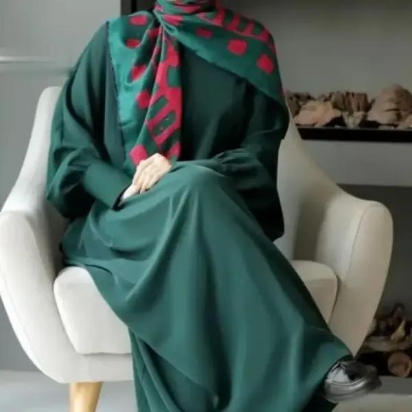 مانتو عبایی عربی مدل بهاره جنس کرپ سوپر الیزه یقه گرد