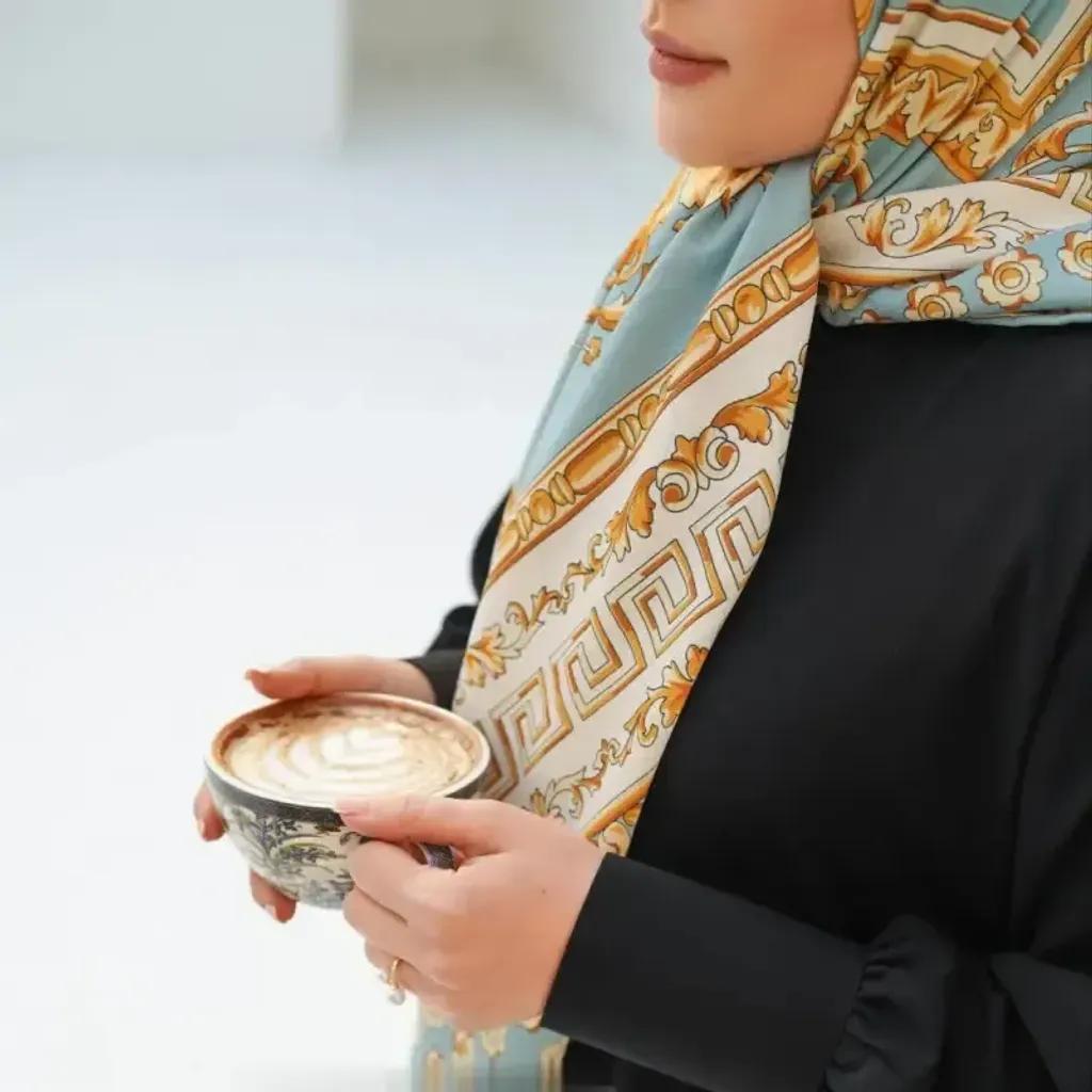 خرید اینترنتی قیمت مانتو عبایی عربی مدل بهاره جنس کرپ سوپر الیزه یقه گرد