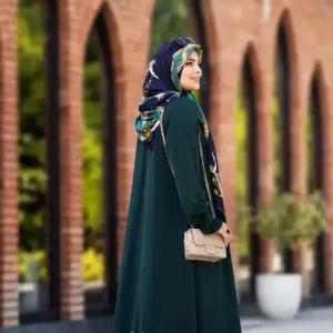 خرید اینترنتی قیمت مانتو عبایی عربی مدل مهدا جنس کرپ سوپر الیزه با دامن نیم کلوش