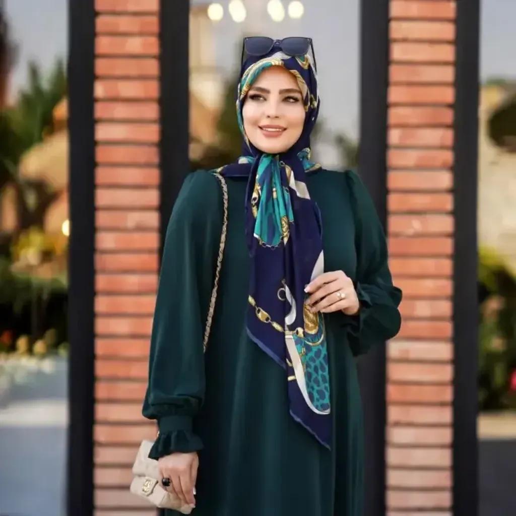 خرید اینترنتی قیمت مانتو عبایی عربی مدل مهدا جنس کرپ سوپر الیزه با دامن نیم کلوش