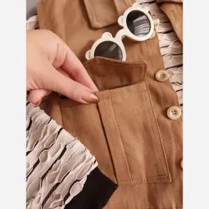 خرید اینترنتی قیمت ست سه تیکه ژیله و بلوز و شلوار پسرانه کتان و لونا مراکشی کرم و مشکی