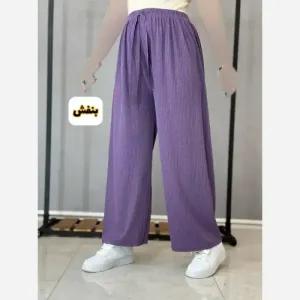 خرید اینترنتی قیمت شلوار بگ زنانه کریشه فری سایز قد 100 کمر کشی رنگبندی