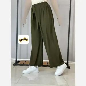 خرید اینترنتی قیمت شلوار بگ زنانه کریشه فری سایز قد 100 کمر کشی رنگبندی