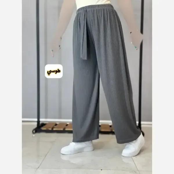 شلوار بگ زنانه کریشه فری سایز قد 100 کمر کشی رنگبندی