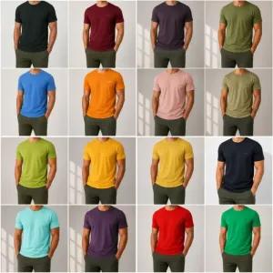 خرید اینترنتی قیمت تیشرت مردانه بیسیک نخ پنبه ساده تابستانه در 16 رنگ سایز لارج تا چهار ایکس لارج