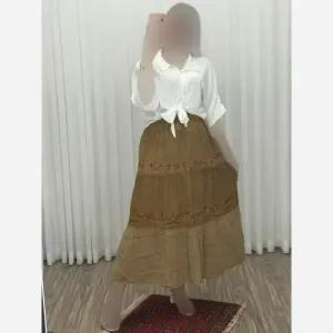 خرید اینترنتی قیمت دامن نخی سنگ شور هندی گلدوزی شده قد 98 فری سایز