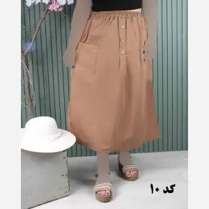 خرید اینترنتی قیمت دامن لینن دو جیب فری سایز خنک تابستانی