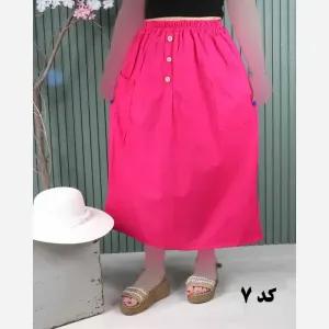 خرید اینترنتی قیمت دامن لینن دو جیب فری سایز خنک تابستانی