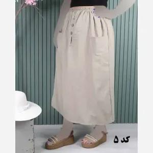 خرید اینترنتی قیمت دامن لینن دو جیب فری سایز خنک تابستانی