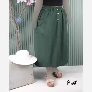 خرید اینترنتی قیمت دامن لینن دو جیب فری سایز خنک تابستانی