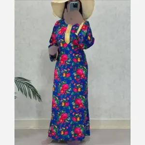 خرید اینترنتی قیمت پیراهن ساحلی ترکمنستانی نخی فری سایز تا 50 نوار طلایی بند تنظیم دار